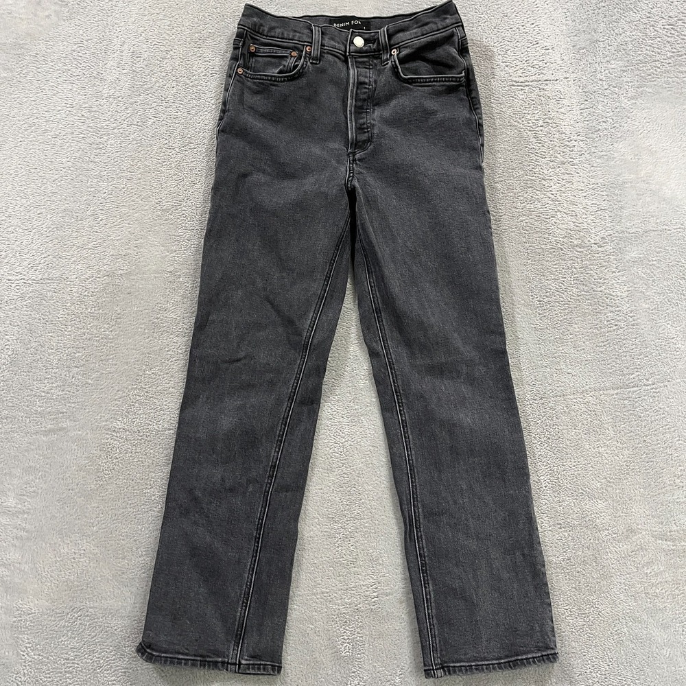 Denim Forum Aritzia Jeans Arlo High Rise Straight 27 High Rise Buttony Fly Faded
